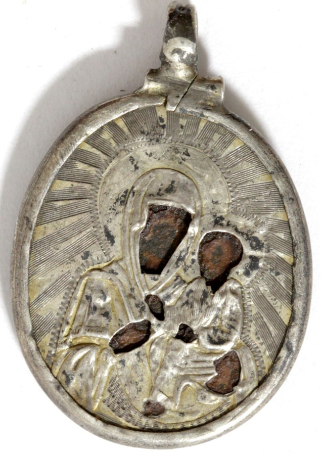 Antique 19c 84 Silver Russian Double Sided Pendant (8698)