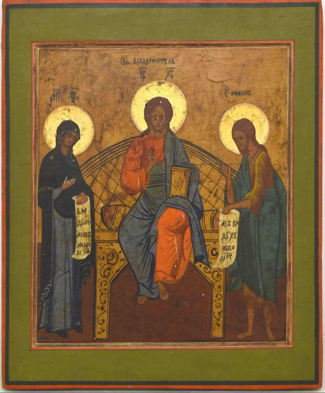 Antique 19c Russian Icon of Deesis (14361)