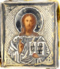 Antique 19c 84 Silver Russian icon of Christ (12609)