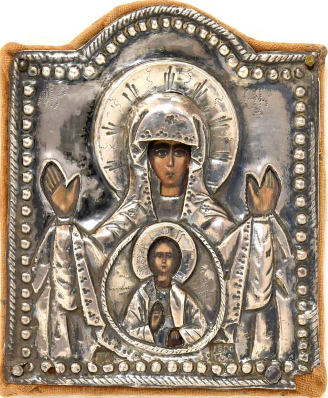 Antique 18-19c Russian icon of the Sign (12557)