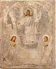 Antique 19c 84 Silver Russian icon Resurrection (8993)