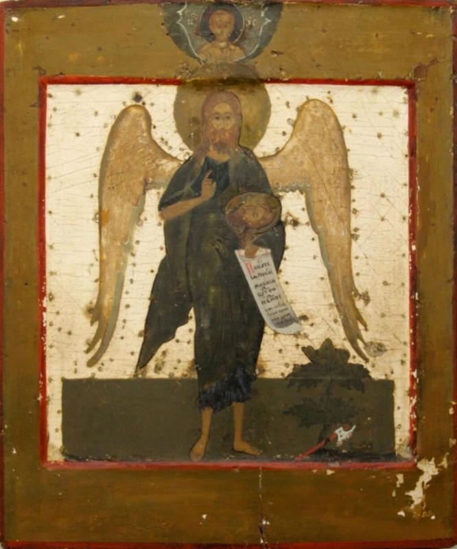 Antigue 16c Russian Icon of the Baptist the Angel of desert (11479)