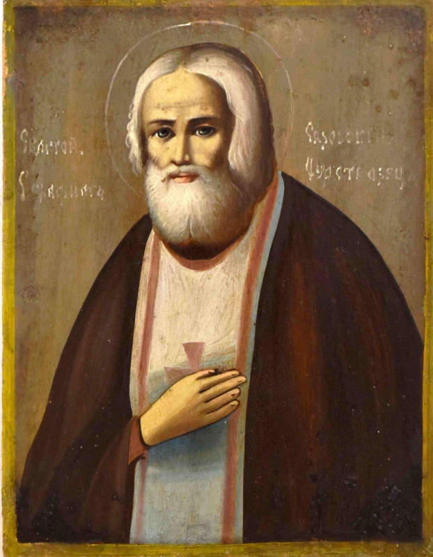 Antique Russian icon of St Seraphim of Sarov (14406)