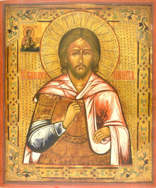 Antique 19c Russian Icon of St Nikita (13610)