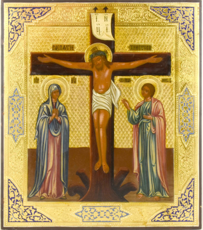Antique 19c Russian Icon of the Crucifixion (13284)