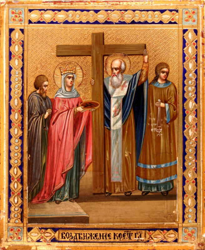 Antique 19c Russian Icon of the Elevation of the Cross (5995)