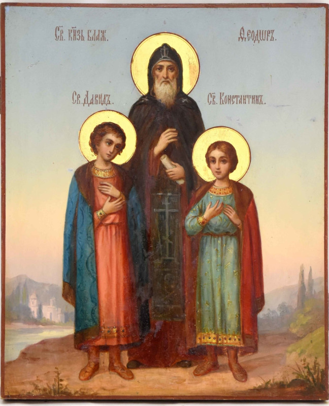 Antique 19c Russian Icon of St Theodore of Smolensk (12398)