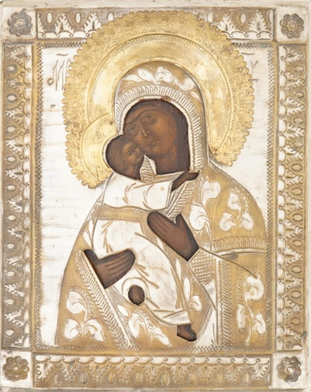 Antique 19c Russian icon of Vladimir (2357)