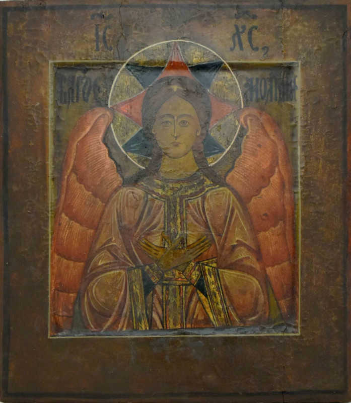 Antique 18c Russian icon of Christ Blessed in Silence (14525)