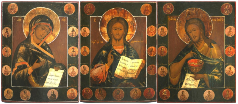 Antique 19c Russian icons of Deesis (4777)