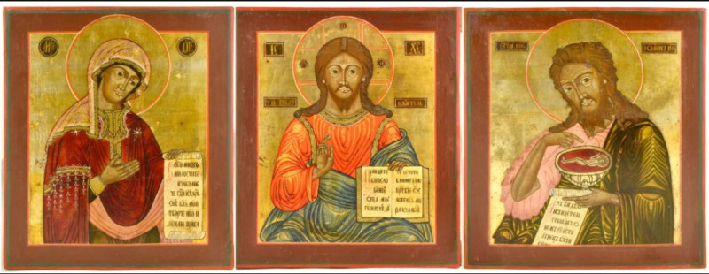 Antique 18c Russian icons of Deesis (13871)