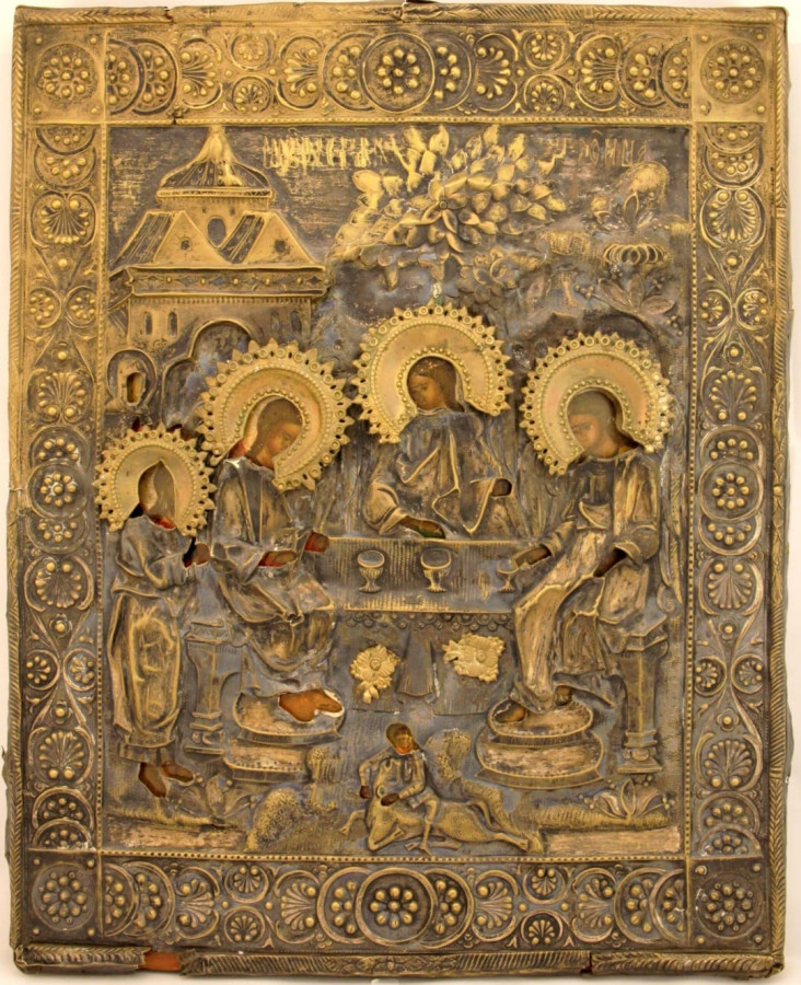 Antique 19c Russian Icon of the Trinity (9194)
