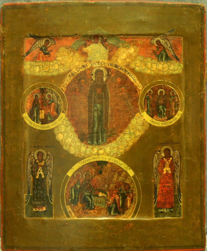 Antique 17-18c Russian icon of Mother of God (7692)