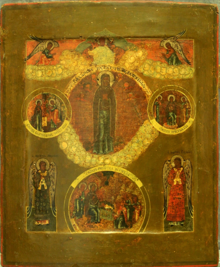 Antique 17-18c Russian icon of Mother of God (7692)