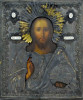 Antique 19c 84 Silver Russian icon of Christ (14528)