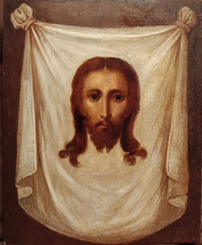 Antique 19c Russian Icon of Christ Mandylion (5125)