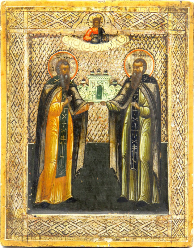 Antique 19c Russian Icon of Zosima & Savatiy (8176)