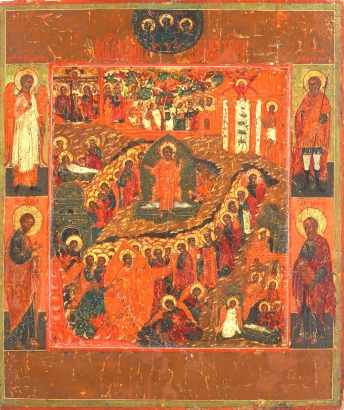 Antique 19c Russian Icon of Christ Resurrection (3530)