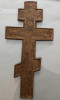Antique 19c Color Enamel Russian Bronze Cross