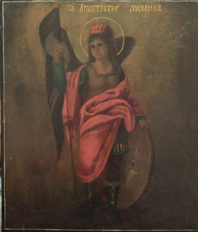 Antique 19c Russian icon of St.Mihail (2521)