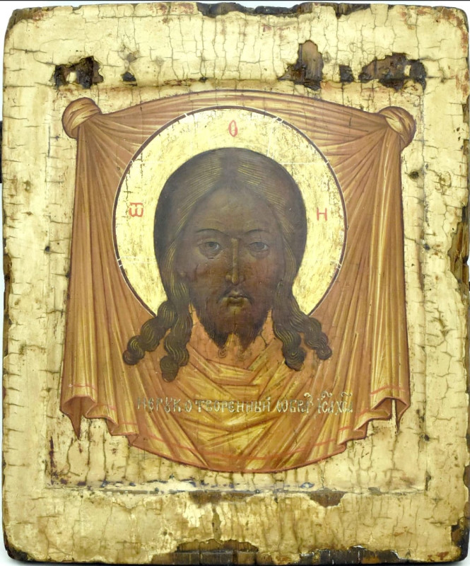 Antique 17c Russian icon of Mandylion  (14601)