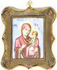 Antique 19c Russian finift icon of Iverskaya (14864)