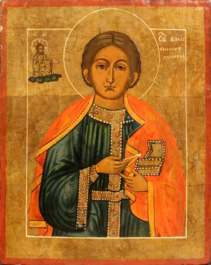 Antique 19c Russian icon of Panteleimon (5657)
