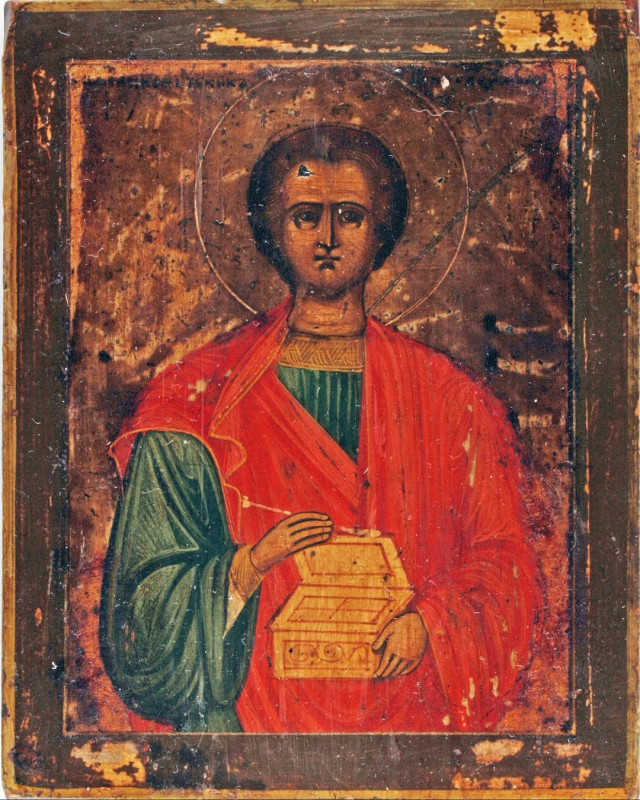 Antique 19c Russian icon of  Panteleimon (3898)