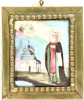Antique 19c Russian finift icon of St Makariy (14849)