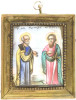 Antique 19c Russian finift icon of  Peter & Paul(14861)