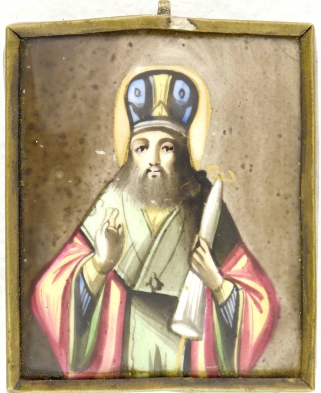 Antique 19c Russian Icon of Tikhon (14826)