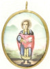 Antique 19c Russian finift icon of St Panteleimon (14890)