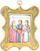 Antique 19c Russian finift icon of Saimon, Guriy & Abiba (14869)