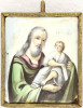 Antique 19c Russian finift icon of St Simeon (14830)