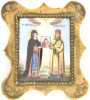 Antique 19c Russian finift icon of Tikhon & Mitrofan (14857)