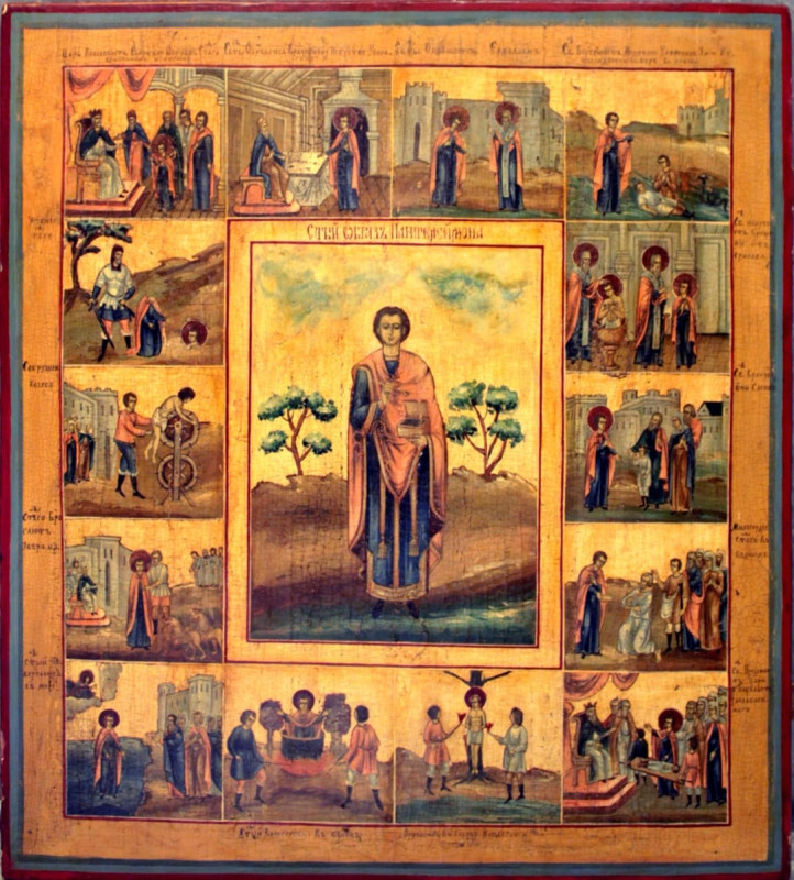 Antique 19c Russian Icon of Panteleimon in life (7678)
