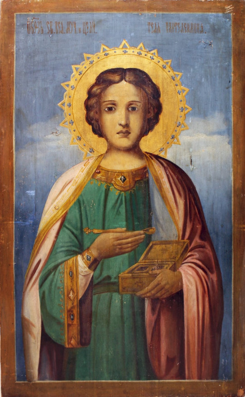 Antique Monumental 19c Russian Icon of the Panteleimon (3846)