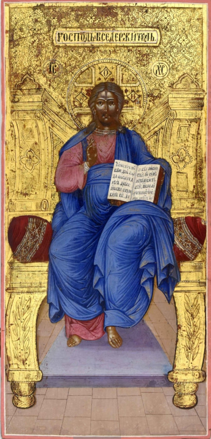 Antique 19c Russian Icon of the Christ Almighty Enthroned (12371)
