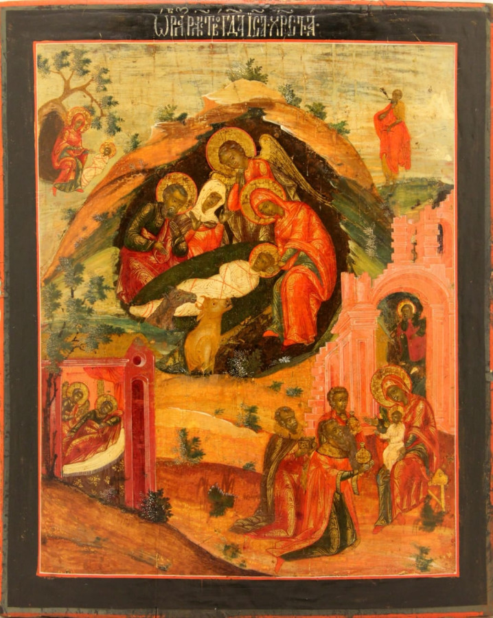 Antique 18c Russian Icon of Christmas (8662)