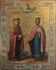 Antique 19c Russian icon of Elena & Constantine (11112)