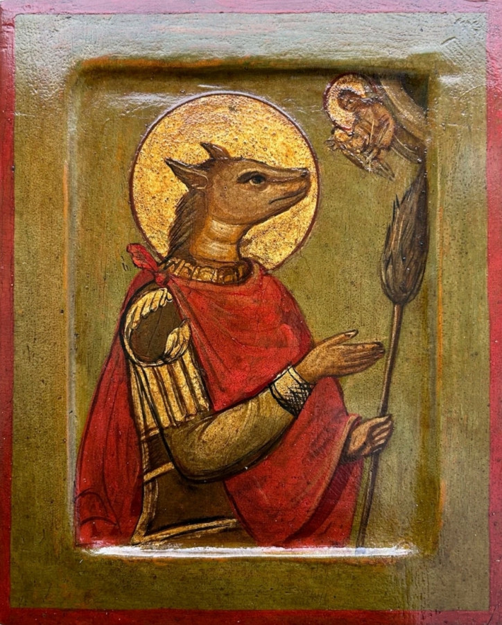 Antique Russian icon of Dog-Head Christopher (1735)