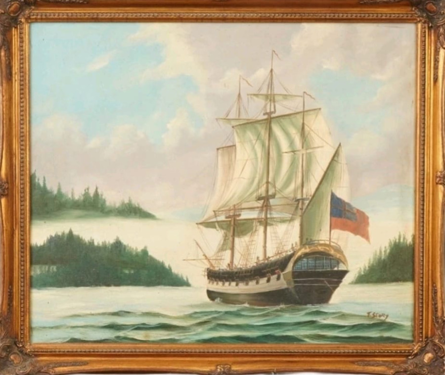 Antique Oil Painting Signed by T.Story (0050)