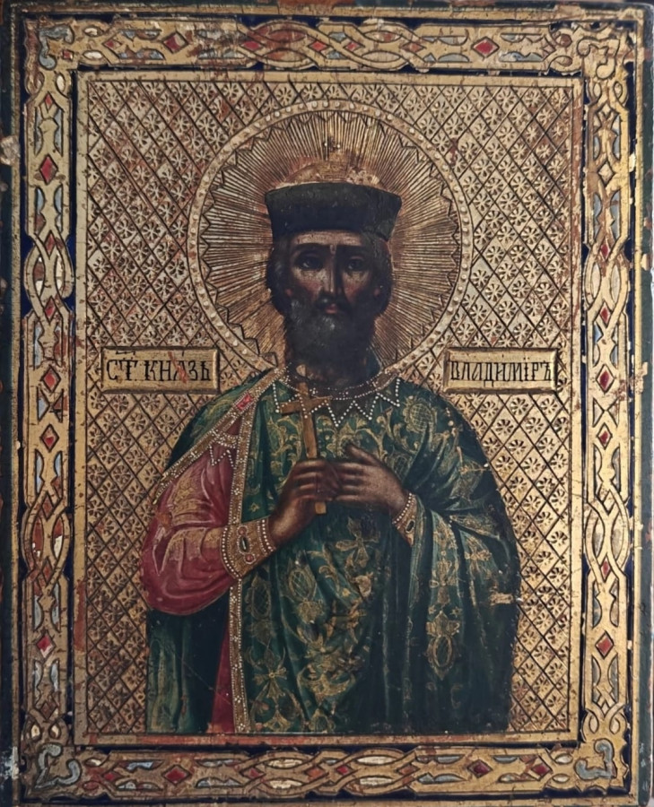 Antique 19c Russian icon of Vladimir (1188)
