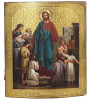 Antique 19c Russian Icon of Christ Blessing Children (8441)