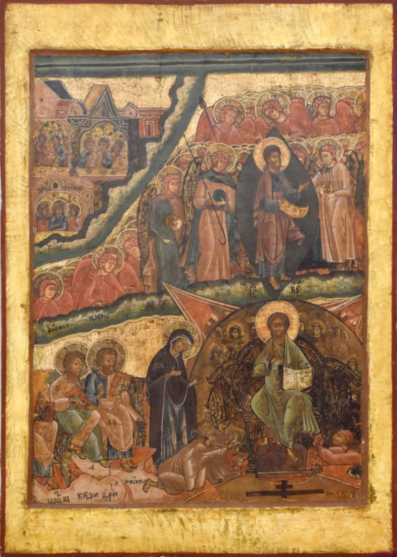Antique 17c Monumental Russian icon of the Last Judgement (14275)