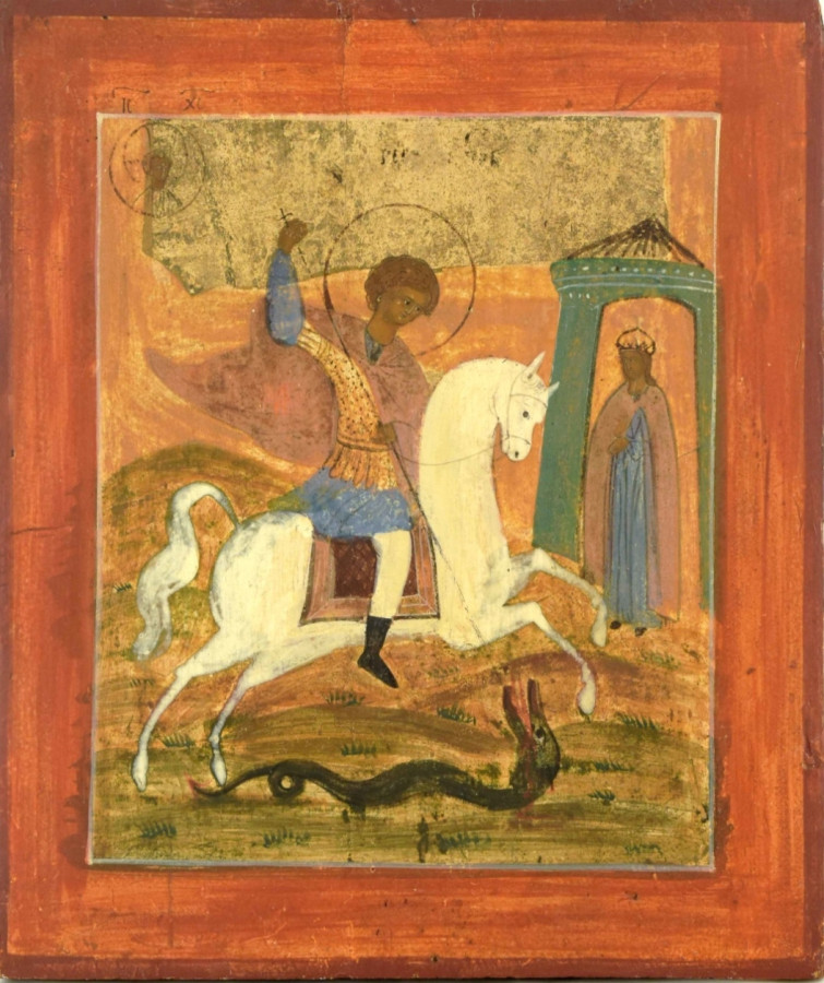 Antique 19c Russian Icon of St.George (15138)