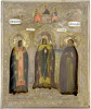 Antique 19c 84 Silver Russian icon of St Innokentiy St Feodosiy,St Antonio (15072