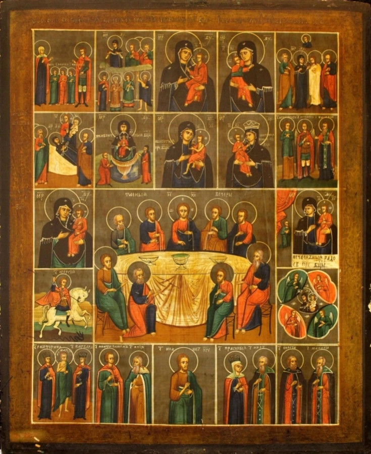 Antique 19c Russian icon of the Last Supper (6565)