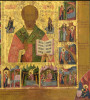 Antique 19c Russian icon of St Nicholas in Vita(15122)