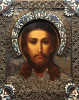Antique 19c 84 Silver Enamel Russian icon of Christ Mandylion (627)
